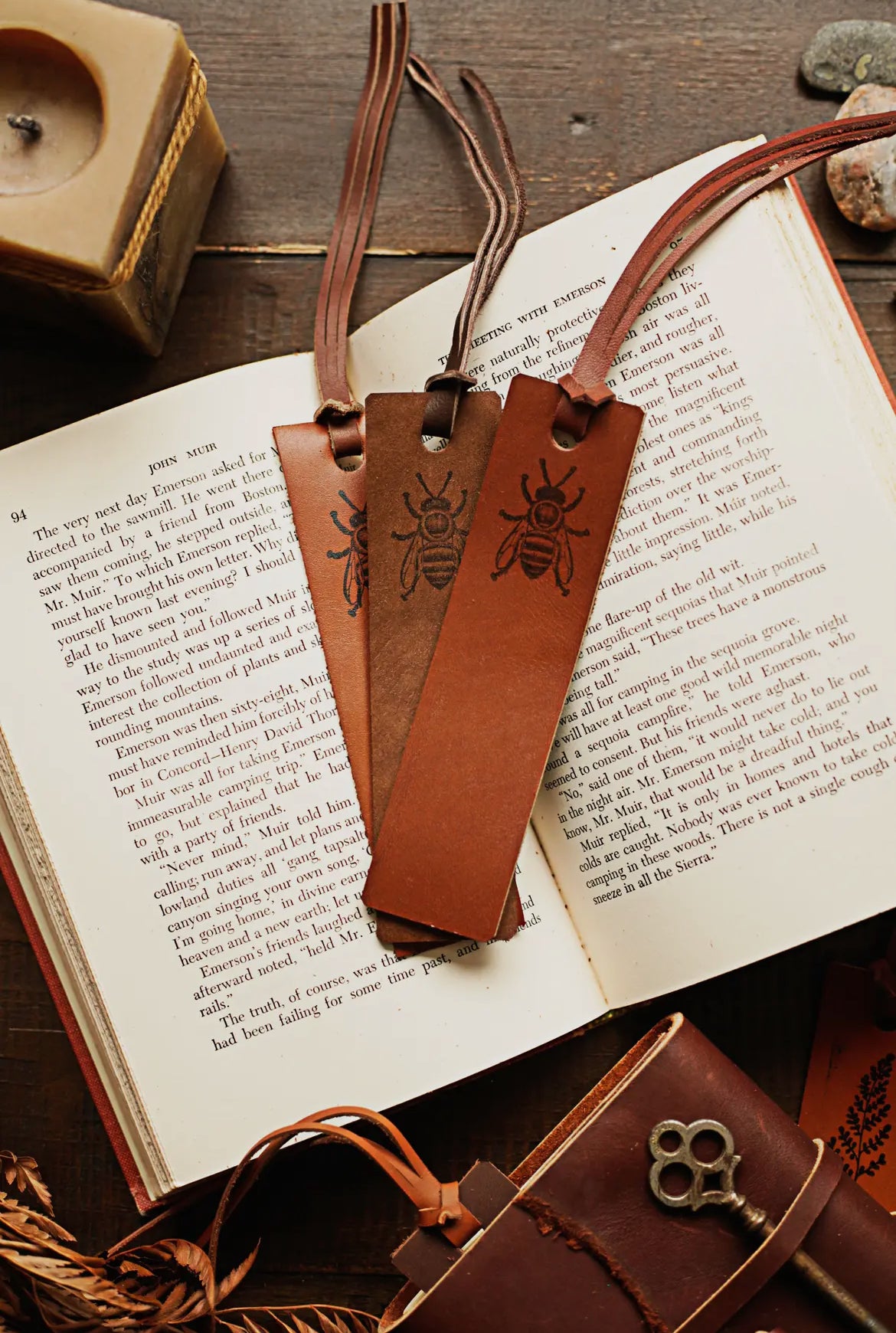 Honeybee Leather Bookmark