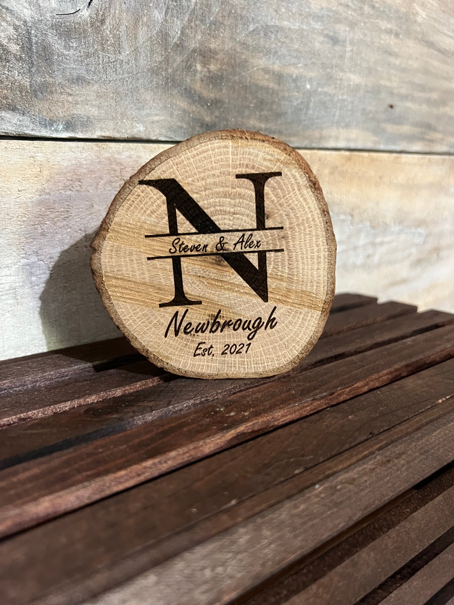 Mini Initialed Wood Slice